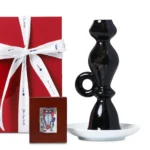 black candle holders front view