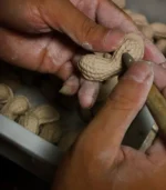 Rustic Farmhouse Decor Ceramic Peanuts Close-up of hand-carved details