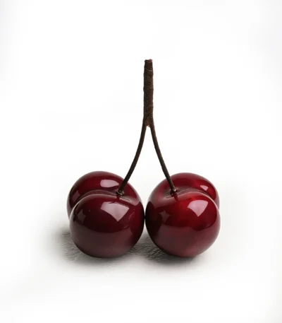 Table Centerpiece— Handmade ceramic cherry — front view