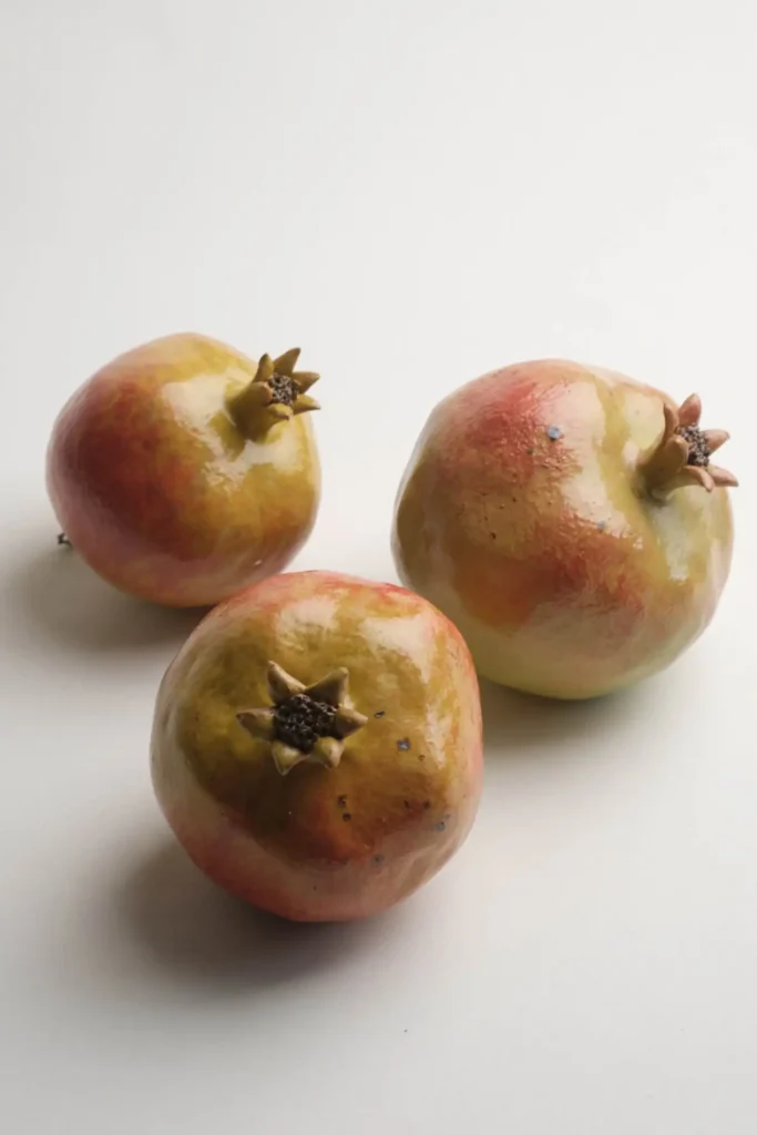 Hand-sculpted ceramic pomegranate dining table centerpiece by Jingee 06