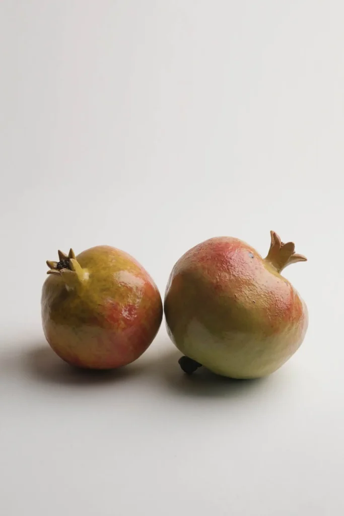 Hand-sculpted ceramic pomegranate dining table centerpiece by Jingee 07