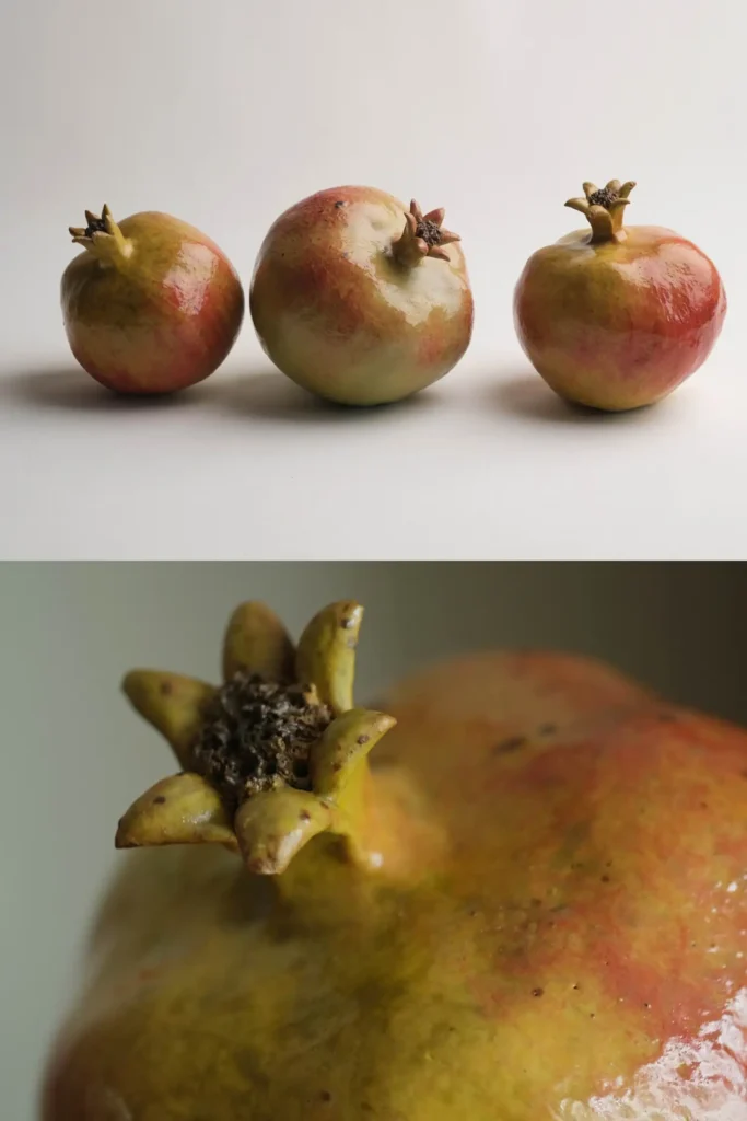Hand-sculpted ceramic pomegranate dining table centerpiece by Jingee 08