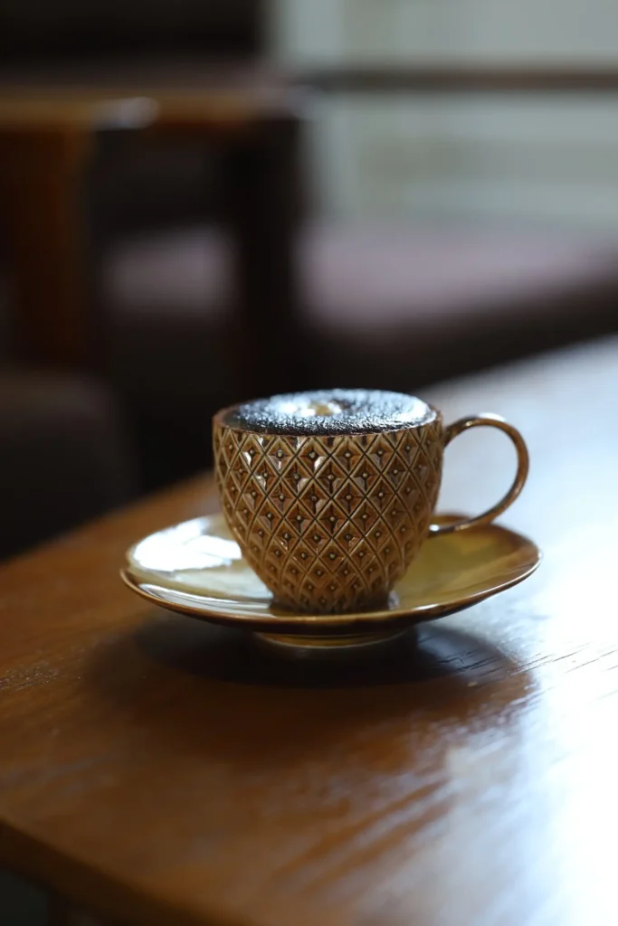 Teacup and Saucer with coffee front view 01