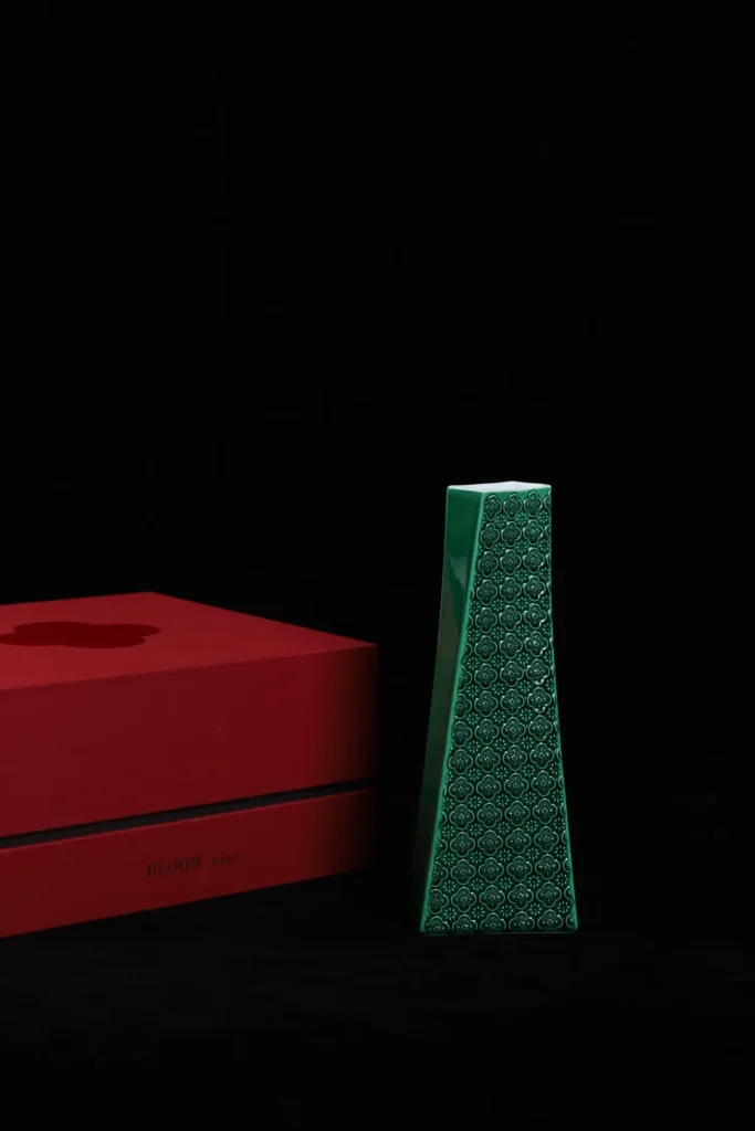 vase for flowers with its red gift box